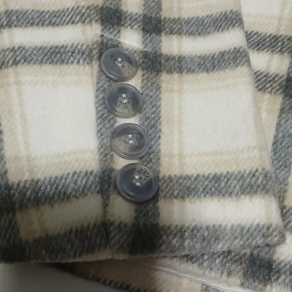 BAGATELLE COLLECTION Women's Plaid Blazer Jacket Cream Gray Size M Single Button - Picture 9 of 12